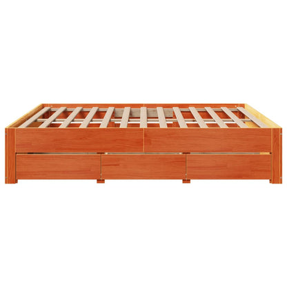Bedframe zonder matras met lades grenenhout wasbruin 180x200 cm
