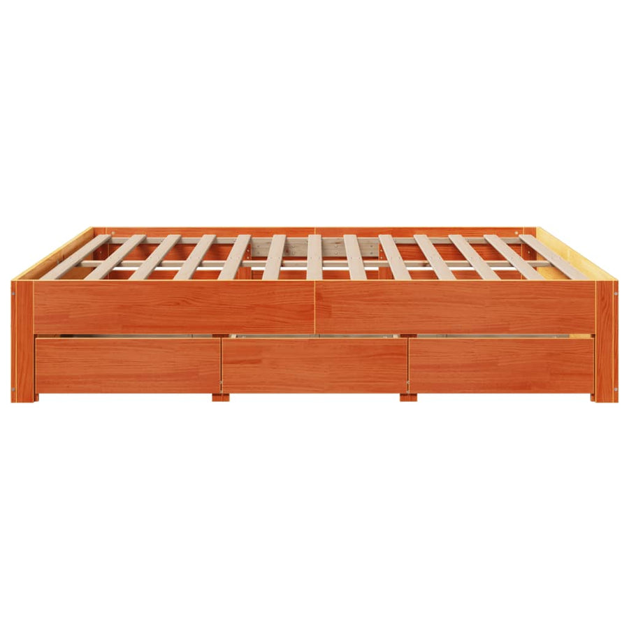 Bedframe zonder matras met lades grenenhout wasbruin 180x200 cm
