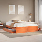 Bed frame without mattress with drawers pine wash brown 180x200 cm