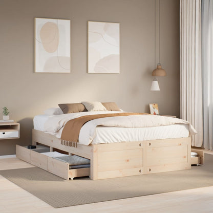 Bedframe Zonder Matras Met Lades Massief Grenenhout 160 x 200 cm