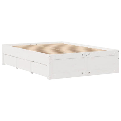 Bedframe zonder matras met lades grenenhout wit 150x200 cm