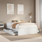 Bed frame without mattress with drawers pine wood white 150x200 cm