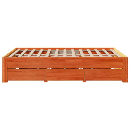 Bedframe zonder matras met lades grenenhout wasbruin 150x200 cm