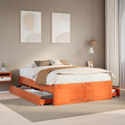 Bed frame without mattress with drawers pine wax brown 150x200 cm
