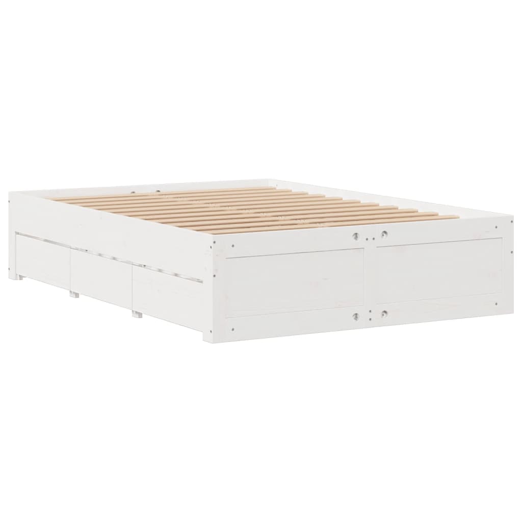 Bedframe zonder matras met lades grenenhout wit 140x200 cm