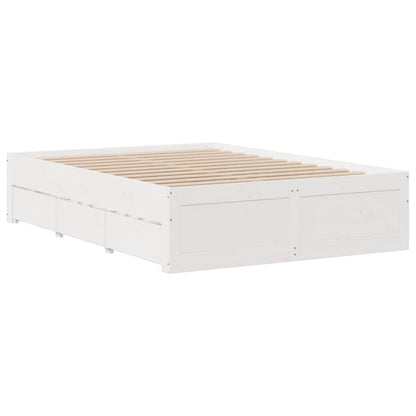 Bedframe zonder matras met lades grenenhout wit 140x200 cm