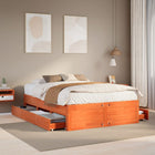 Bed frame without mattress with drawers pine wax brown 140x200 cm
