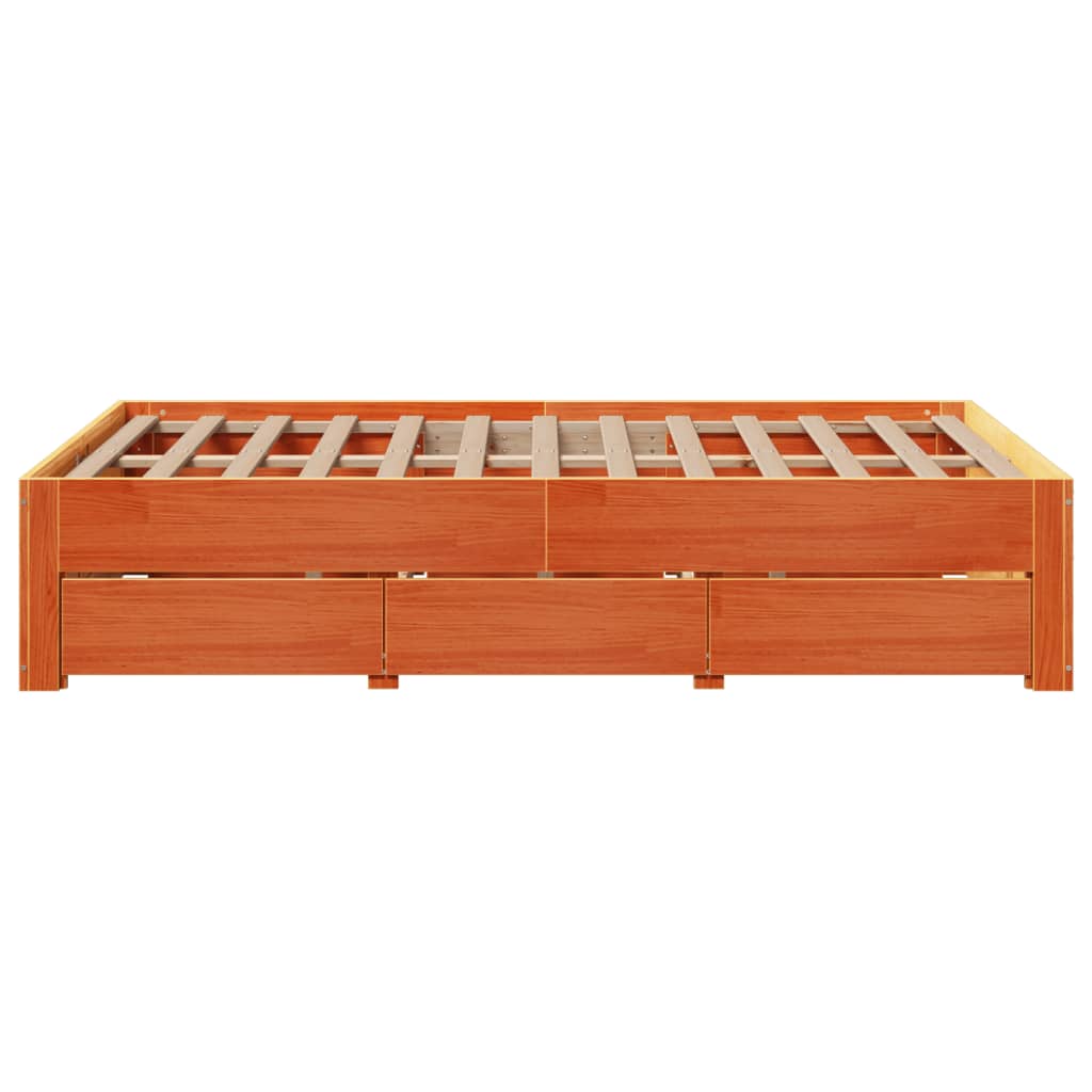 Bedframe zonder matras met lades grenenhout wasbruin 120x200 cm