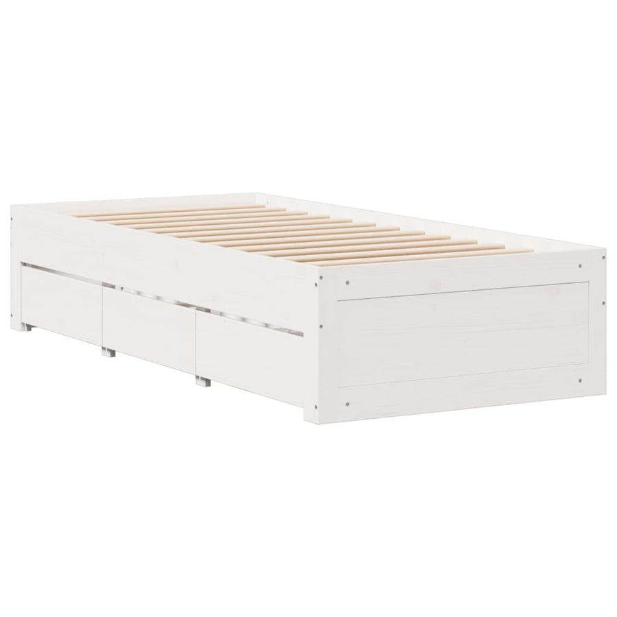 Bedframe zonder matras met lades grenenhout wit 90x200 cm