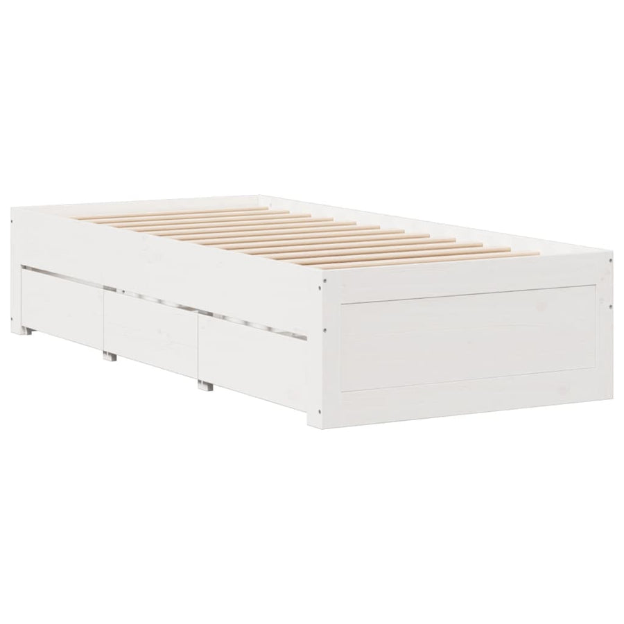 Bedframe zonder matras met lades grenenhout wit 90x200 cm