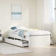 Bedframe grenenhout wit 90x200 cm met lades