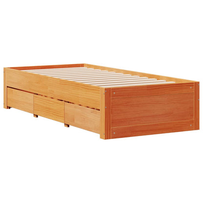 Bedframe zonder matras met lades grenenhout wasbruin 90x200 cm