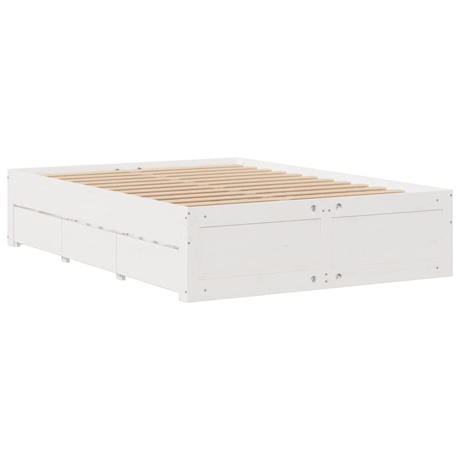 Bedframe zonder matras met lades grenenhout wit 140x190 cm