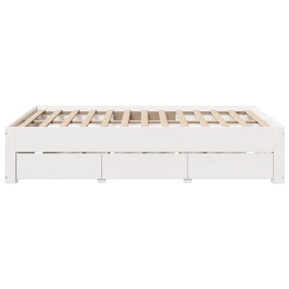 Bedframe zonder matras met lades grenenhout wit 140x190 cm