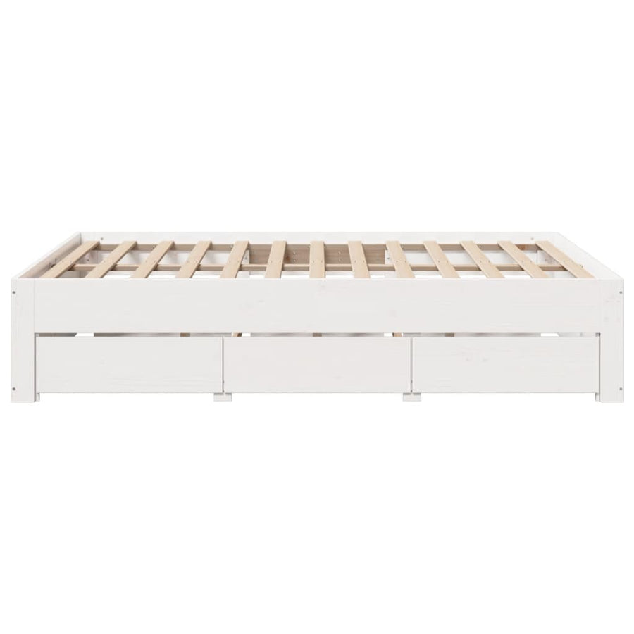Bedframe zonder matras met lades grenenhout wit 140x190 cm