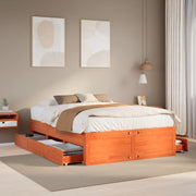 Bedframe grenenhout wasbruin 140x190 cm met lades