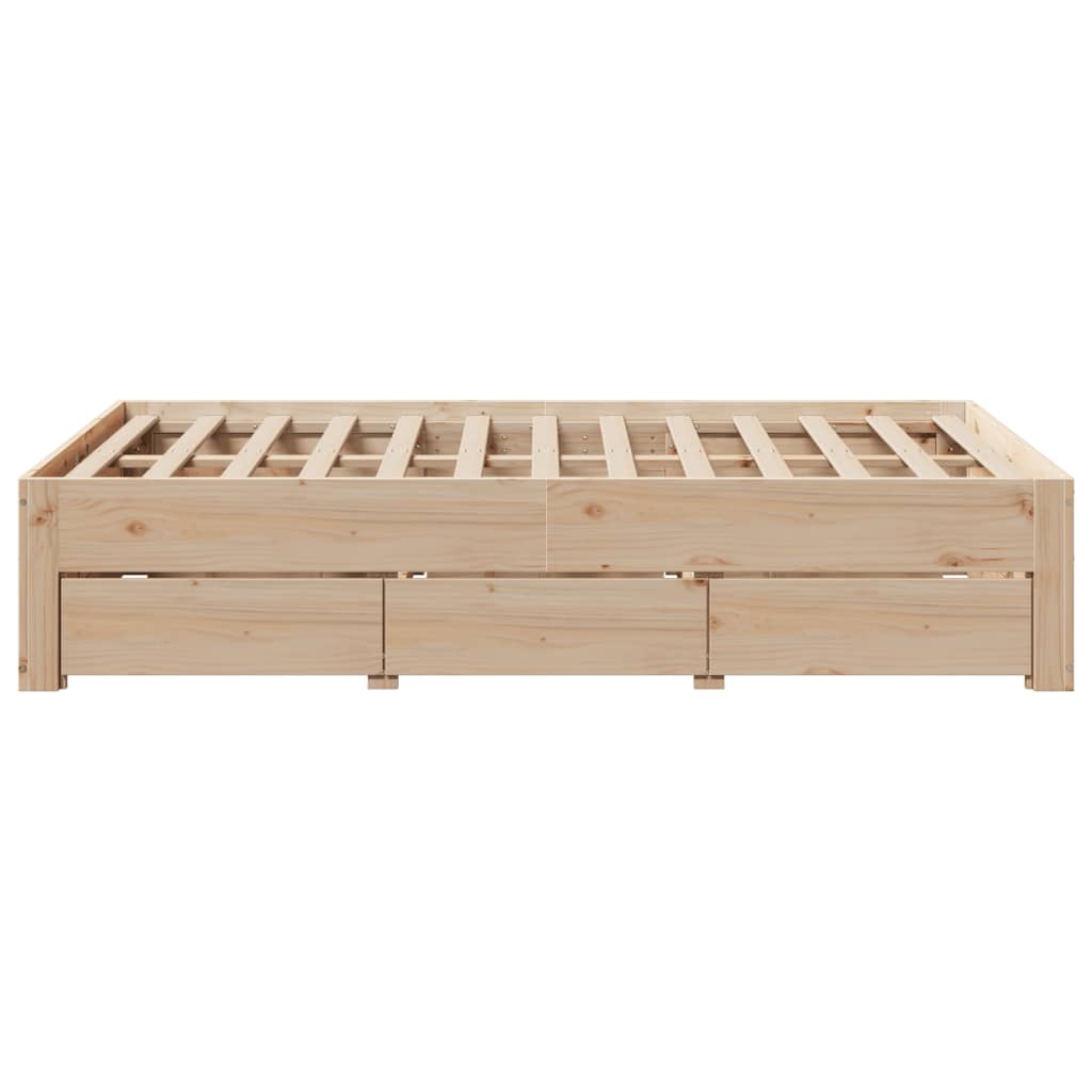 Bedframe zonder matras met lades massief grenenhout 135x190 cm