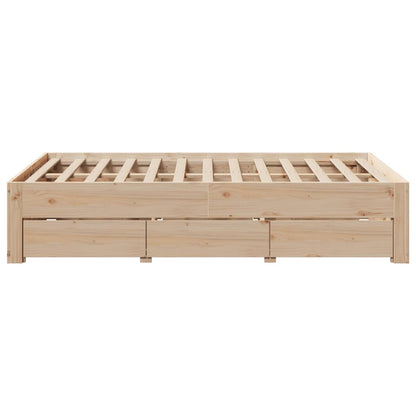 Bedframe zonder matras met lades massief grenenhout 135x190 cm