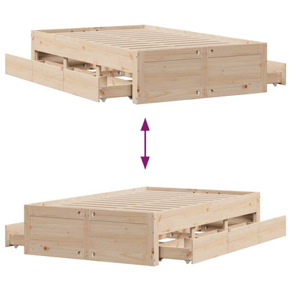 Bedframe zonder matras met lades massief grenenhout 135x190 cm