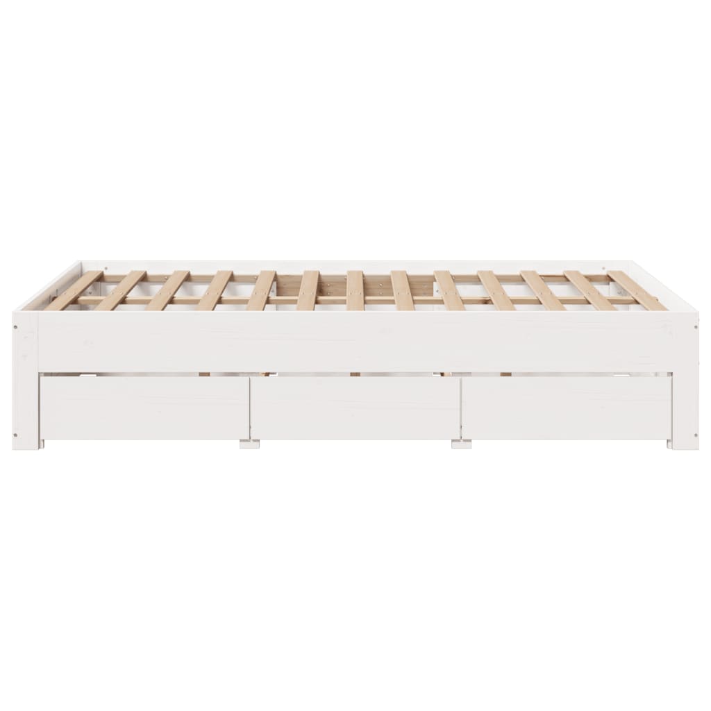 Bedframe zonder matras met lades grenenhout wit 135x190 cm
