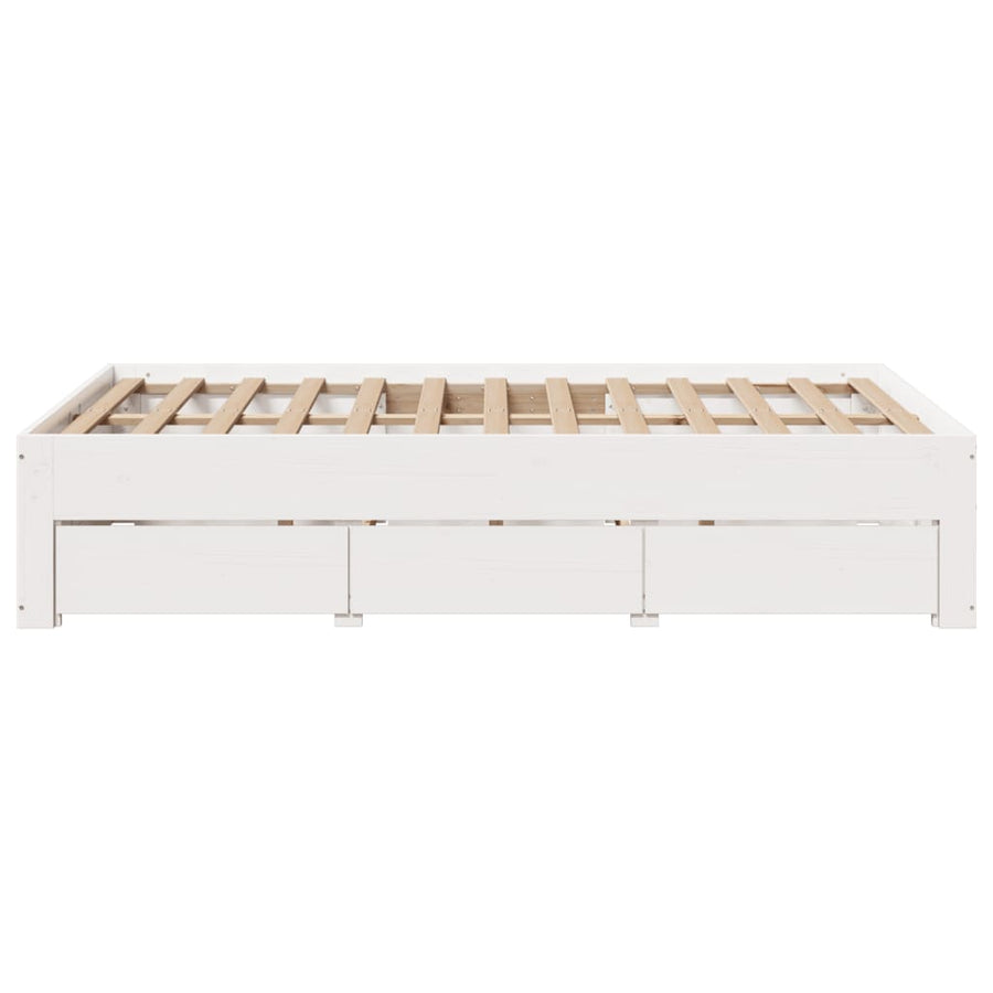 Bedframe zonder matras met lades grenenhout wit 135x190 cm