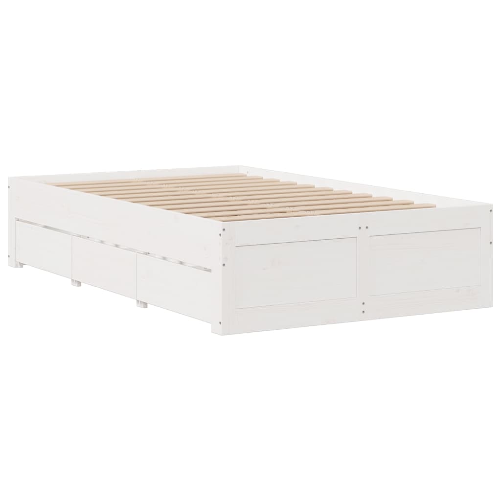 Bedframe zonder matras met lades grenenhout wit 135x190 cm