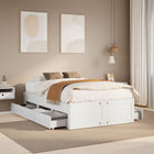 Bed frame without mattress with drawers pine wood white 135x190 cm