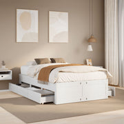 Bedframe grenenhout wit 135x190 cm met lades