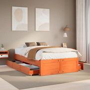 Bedframe 135x190 cm grenenhout wasbruin met lades