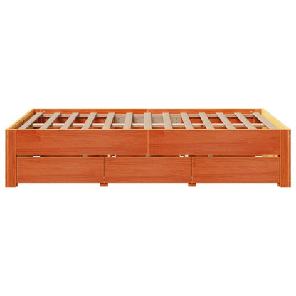 Bedframe zonder matras met lades grenenhout wasbruin 120x190 cm