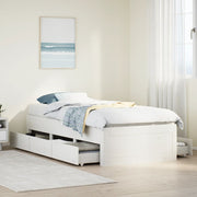 Bedframe grenenhout wit 90x190 cm met lades