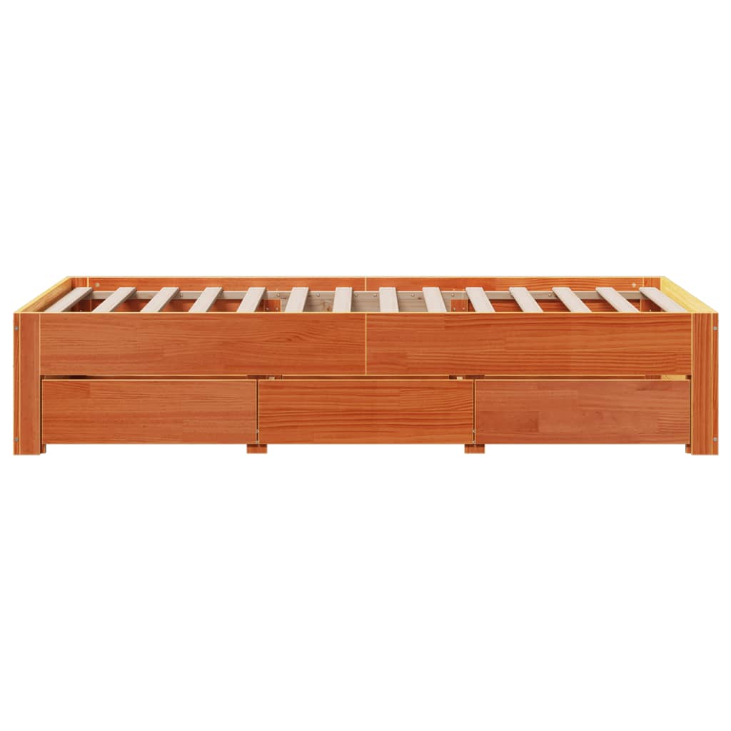 Bedframe zonder matras met lades grenenhout wasbruin 90x190 cm