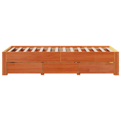 Bedframe zonder matras met lades grenenhout wasbruin 90x190 cm