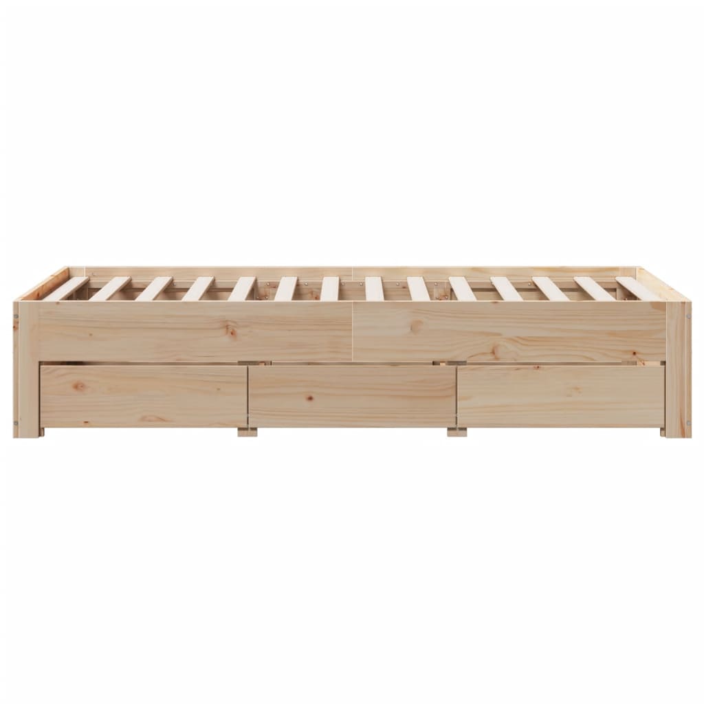 Bedframe zonder matras met lades massief grenenhout 75x190 cm