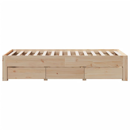 Bedframe zonder matras met lades massief grenenhout 75x190 cm
