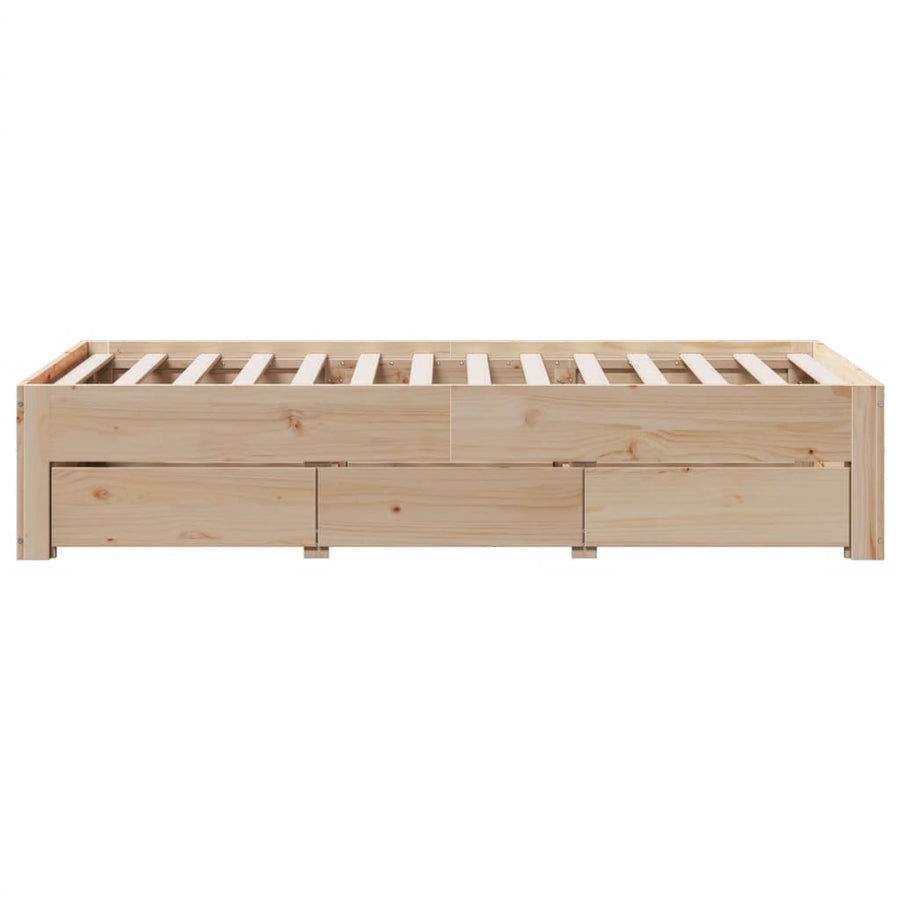 Bedframe zonder matras met lades massief grenenhout 75x190 cm