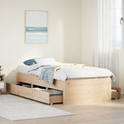 Bedframe 75x190 cm massief grenenhout met lades