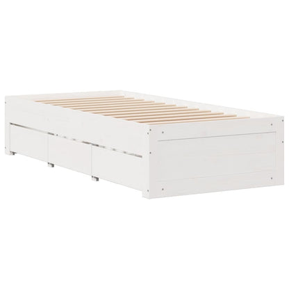 Bedframe zonder matras met lades grenenhout wit 75x190 cm