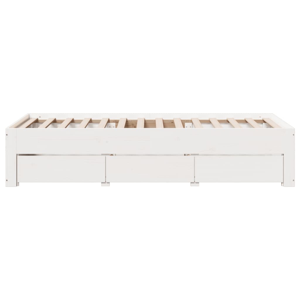 Bedframe zonder matras met lades grenenhout wit 75x190 cm