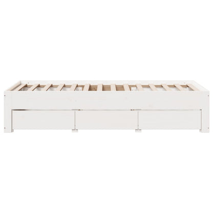Bedframe zonder matras met lades grenenhout wit 75x190 cm