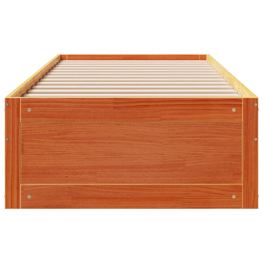 Bedframe zonder matras met lades grenenhout wasbruin 75x190 cm