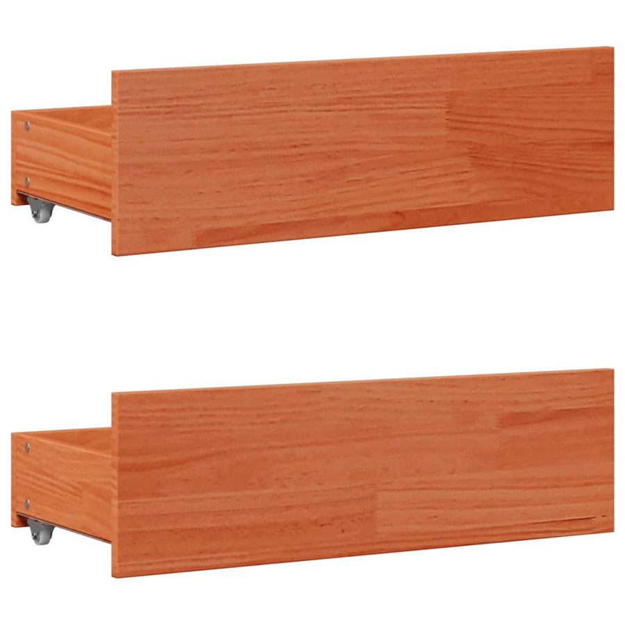 Bedframe zonder matras met lades grenenhout wasbruin 75x190 cm