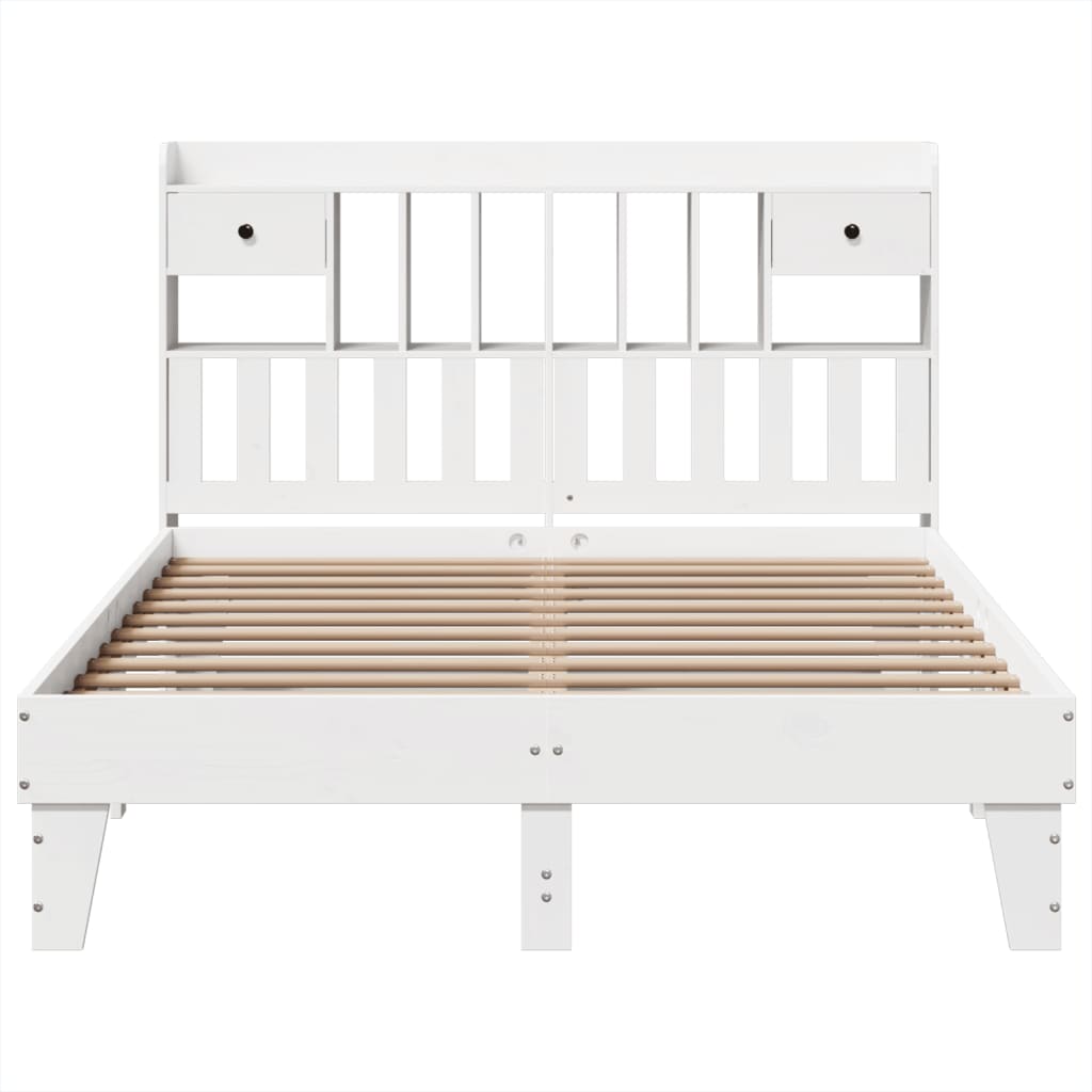 Bedframe zonder matras massief grenenhout wit 160x200 cm
