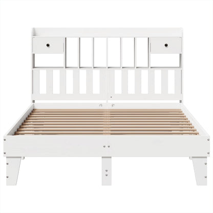 Bedframe zonder matras massief grenenhout wit 160x200 cm