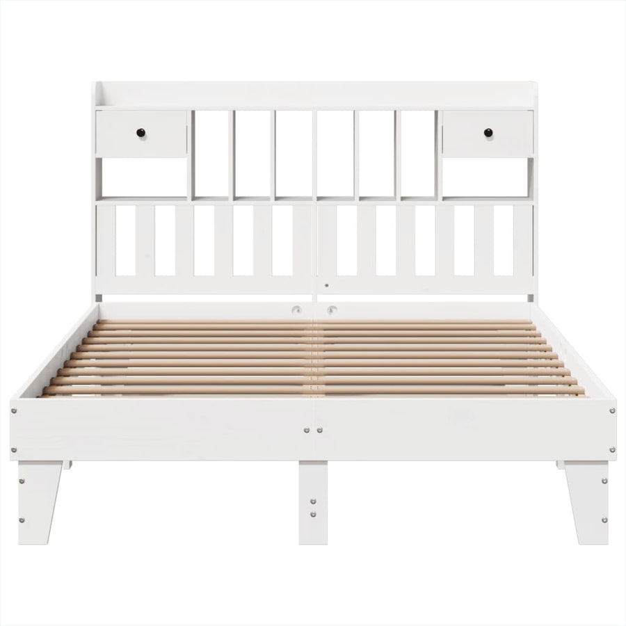 Bedframe zonder matras massief grenenhout wit 160x200 cm