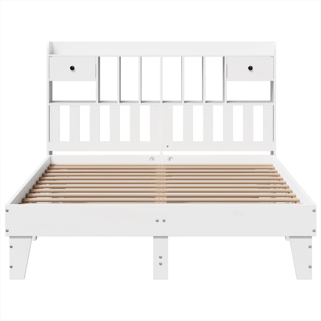 Bedframe zonder matras massief grenenhout wit 150x200 cm