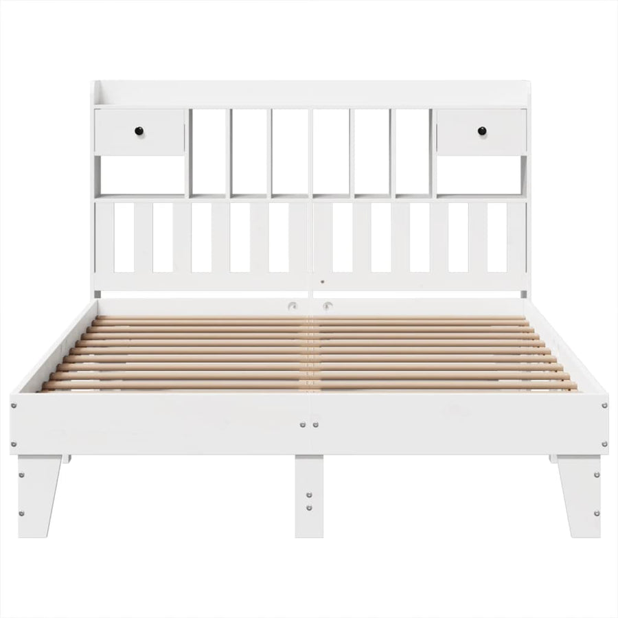 Bedframe zonder matras massief grenenhout wit 150x200 cm