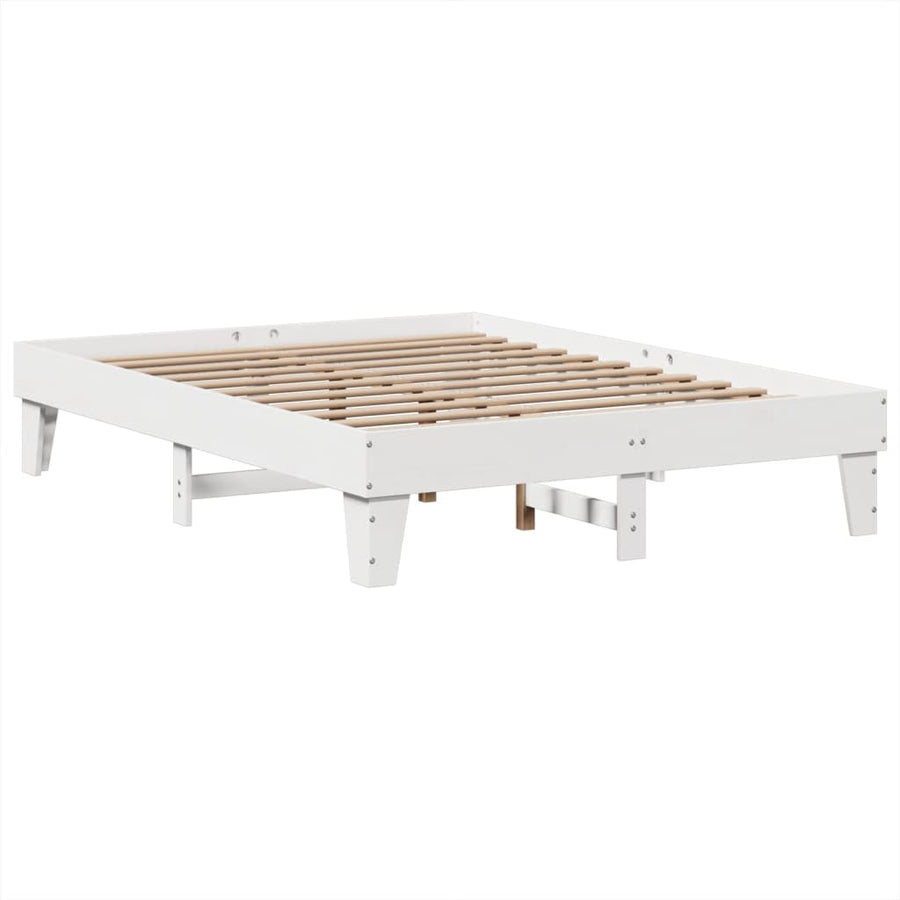 Bedframe zonder matras massief grenenhout wit 150x200 cm