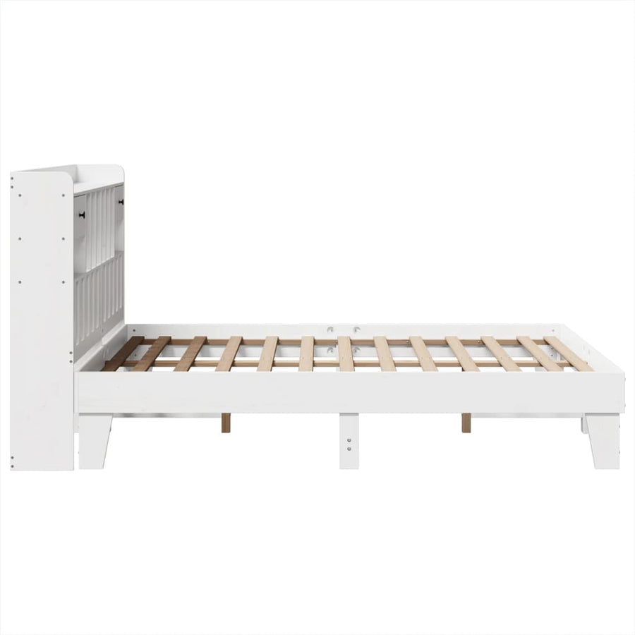 Bedframe zonder matras massief grenenhout wit 150x200 cm