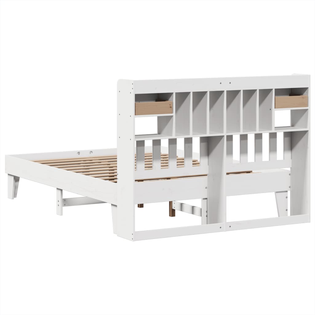 Bedframe zonder matras massief grenenhout wit 150x200 cm